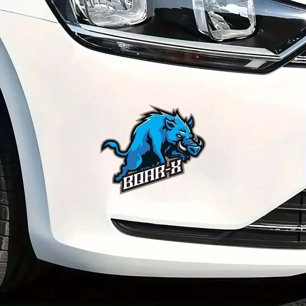 1 قطعة ملصق الخنزير الأزرق الديناميكي "BOAR-K" ملصق زخرفي على طراز التميمة لملحقات الكمبيوتر المحمول للسيارة #4