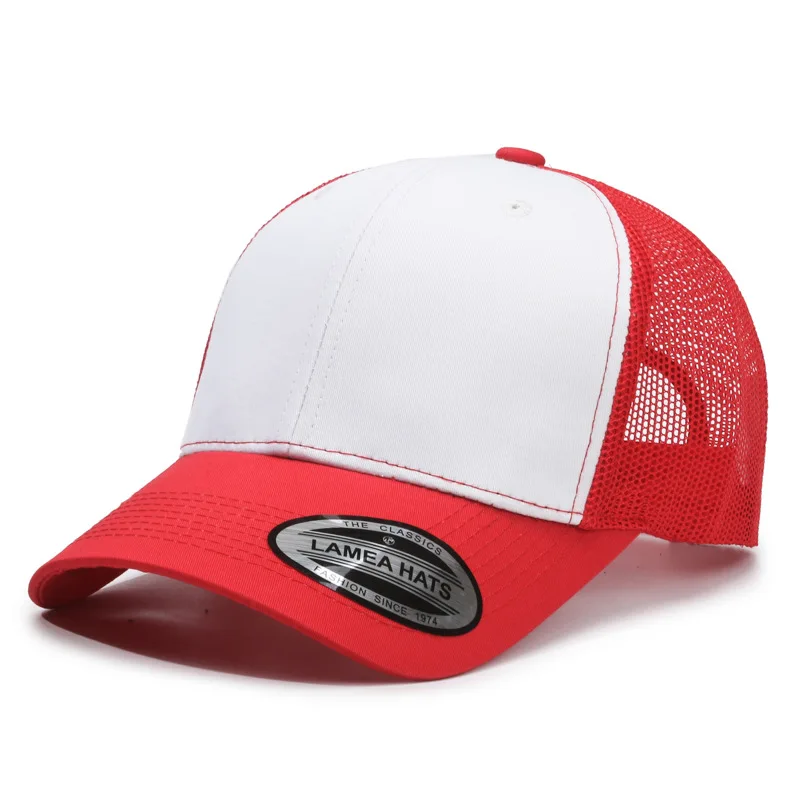 หมวกเบสบอลพิมพ์โลโก้ตามสั่งสำหรับผู้ชายและผู้หญิง หมวกตาข่ายระบายอากาศ หมวกทรงเป็ดเรียบง่ายและอเนกประสงค์