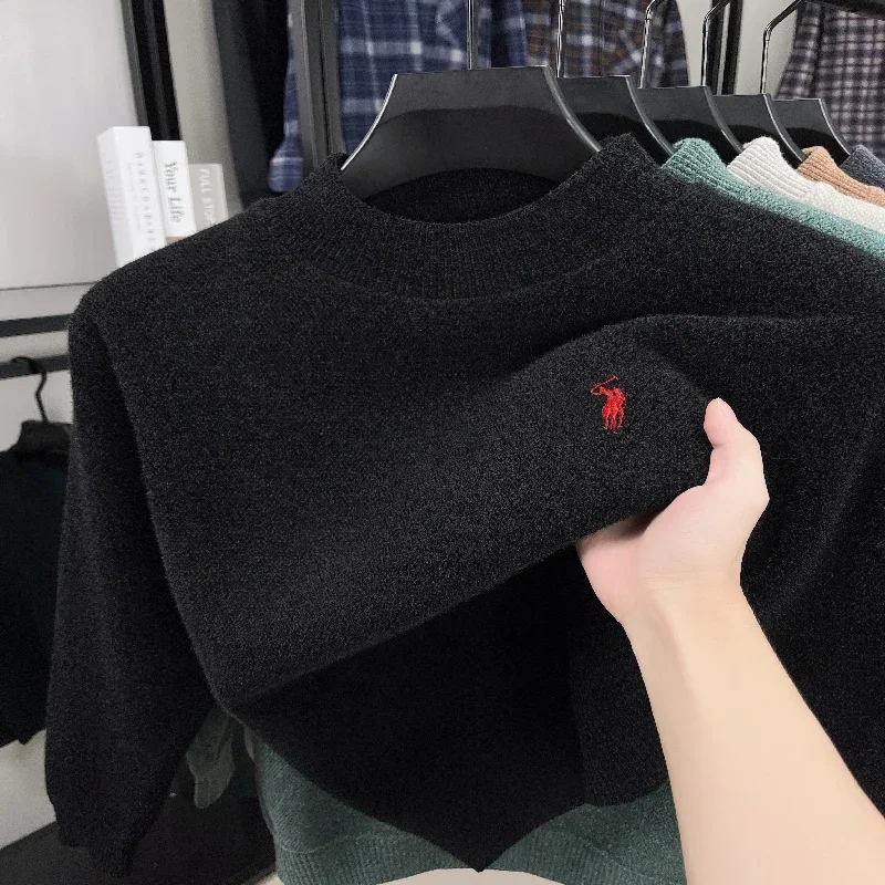 Men's Classic Horse Embroidered Knitted Sweater Autumn Winter Premium Quality Comfortable Casual Pullover