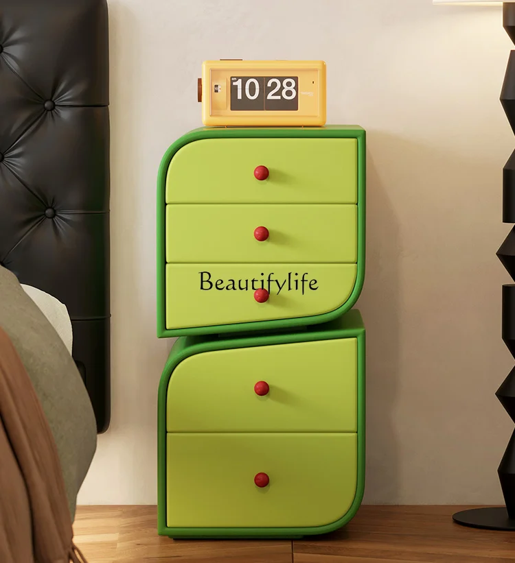 

Light Luxury Dopamine Sofa Side Cabinet Solid Wood Green Storage Bedside Table