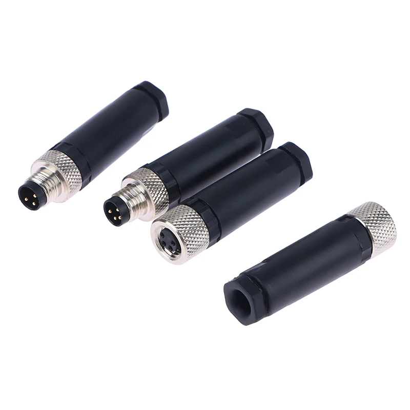 M8 Sensor Connector Waterproof Male&female Plug Screw Threaded Plug Coupling 3 4 Pin Flange Socket Back Mount