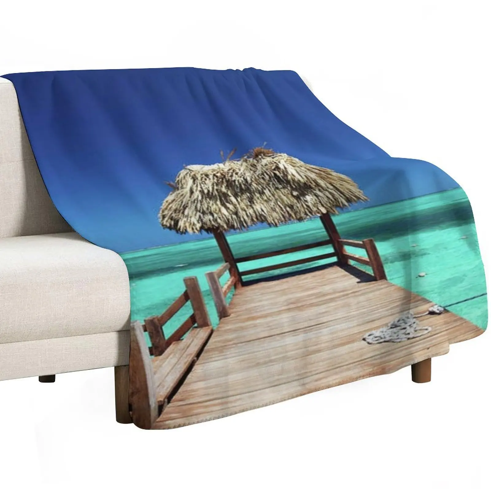 A small pier with a hut Throw Blanket Luxury Throw Thin Bed Fashionable Luxury Designer Comforter Sofa Throw Blankets