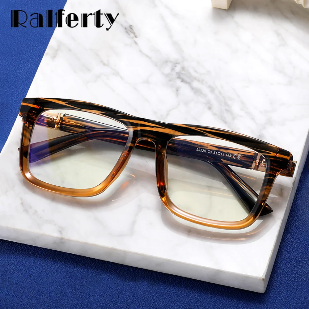 Ralferty Vintage Men's Eyeglass frames Square TR90 Optical Myopia Prescription Glasses Frames for Men 2025 No Graduated Eyepiece