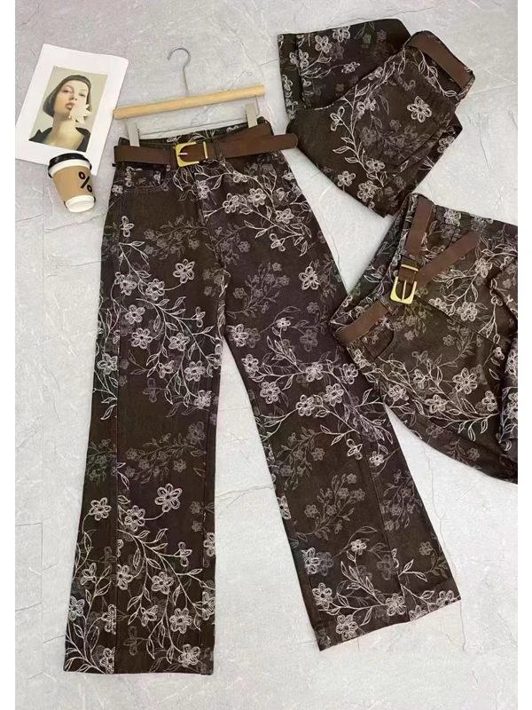 

Женские джинсы из денима глубокого коричневого цвета с широкими штанинами, весенние, модные, свободного кроя, с эффектом похудения, удобные для повседневной носки, с высокой талией