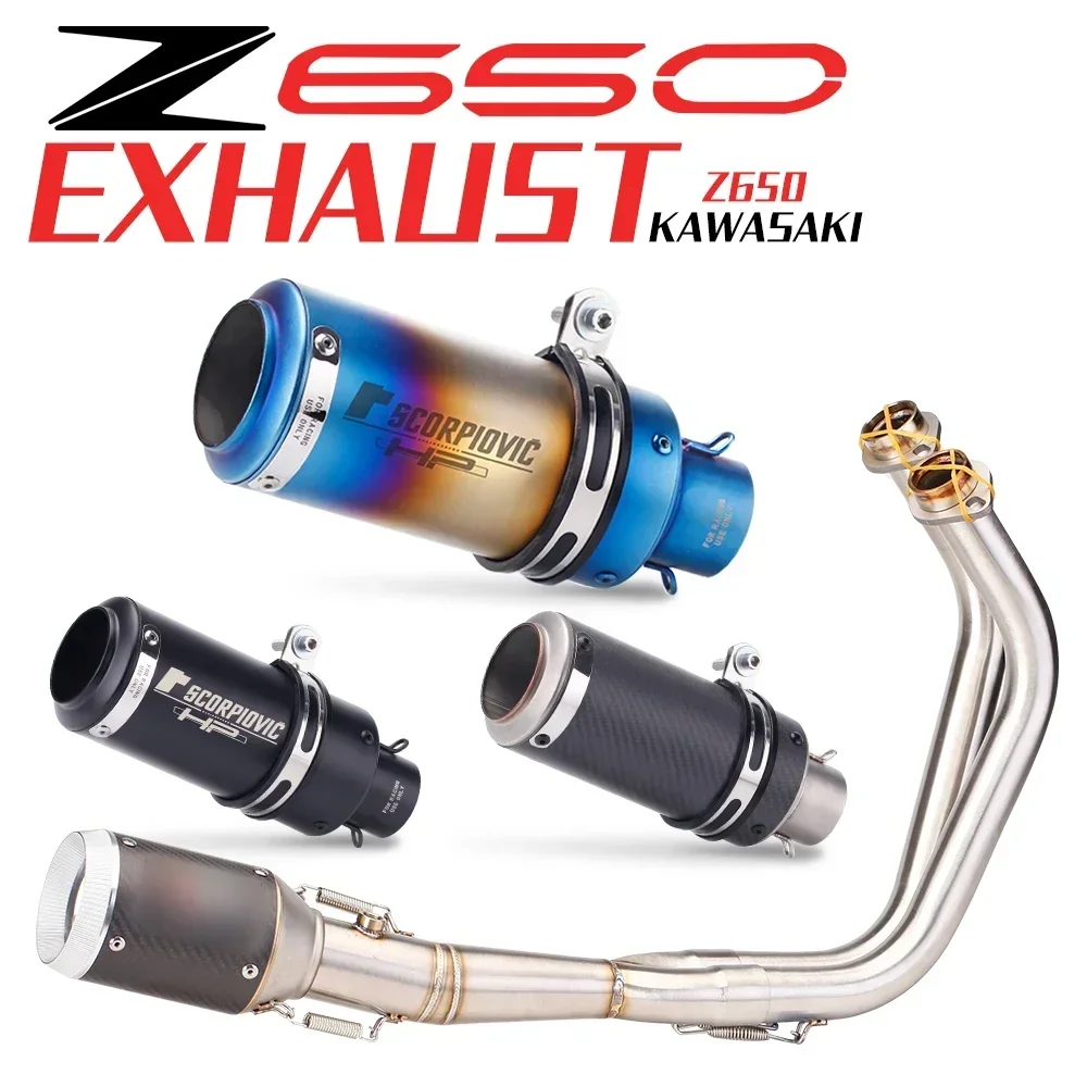 Motorcycle Exhaust System Modified Front Middle Link Pipe Muffler Slip On For ER6N ER6F Ninja650 Z650 Versys650