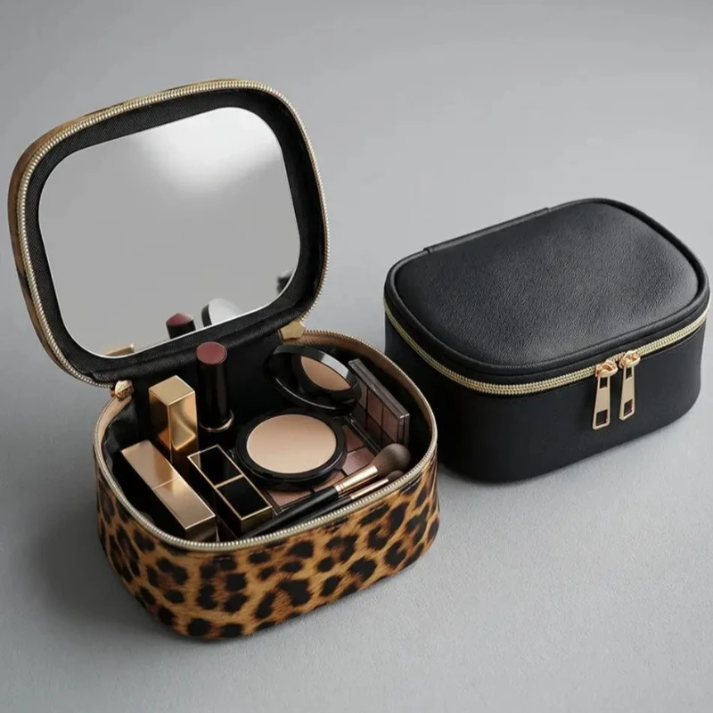 2026 New Portable Toiletry Bag Cosmetics Storage Bag Makeup Bag with Mirror Travel Waterproof Small Cosmetic Organizer for Women