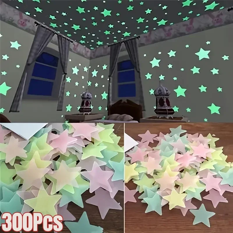 

Luminous Star Stickers Background Bedroom Glow Stickers Fluorescent Stereo Wall Stickers Wall Decoration