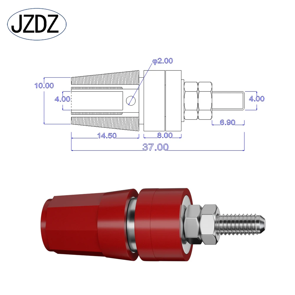 JZDZ 5PCS 4MM Banana Socket Binding Post Nut Banana Plug Jack Electrical Connector Terminal DIY Parts J.50010