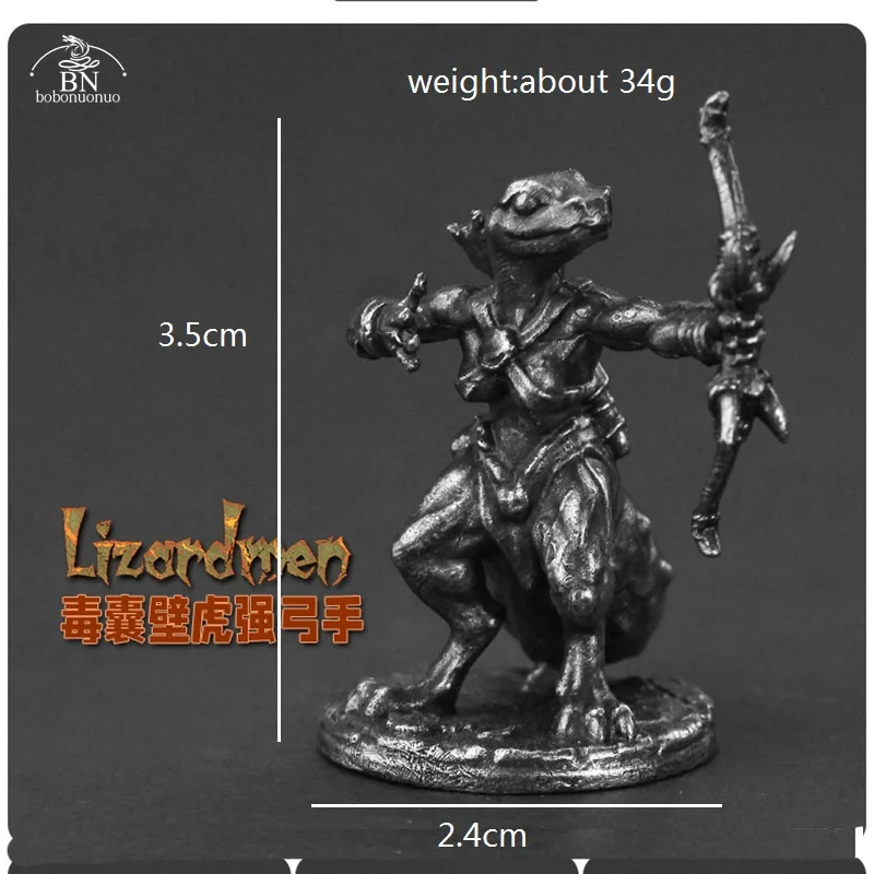 White Brass Animal lizard warrior Soldiers Minature Figurines Metal Men Toy Collection Models Tabletop War Game Chess Piece Gift