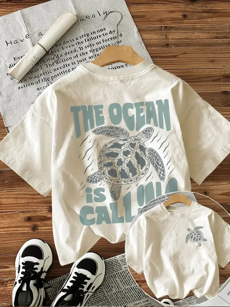 

Футболка с круглым вырезом с коротким рукавом «Океан вызывает» с графическим принтом и дизайном морской черепахи, женские футболки в стиле ретро