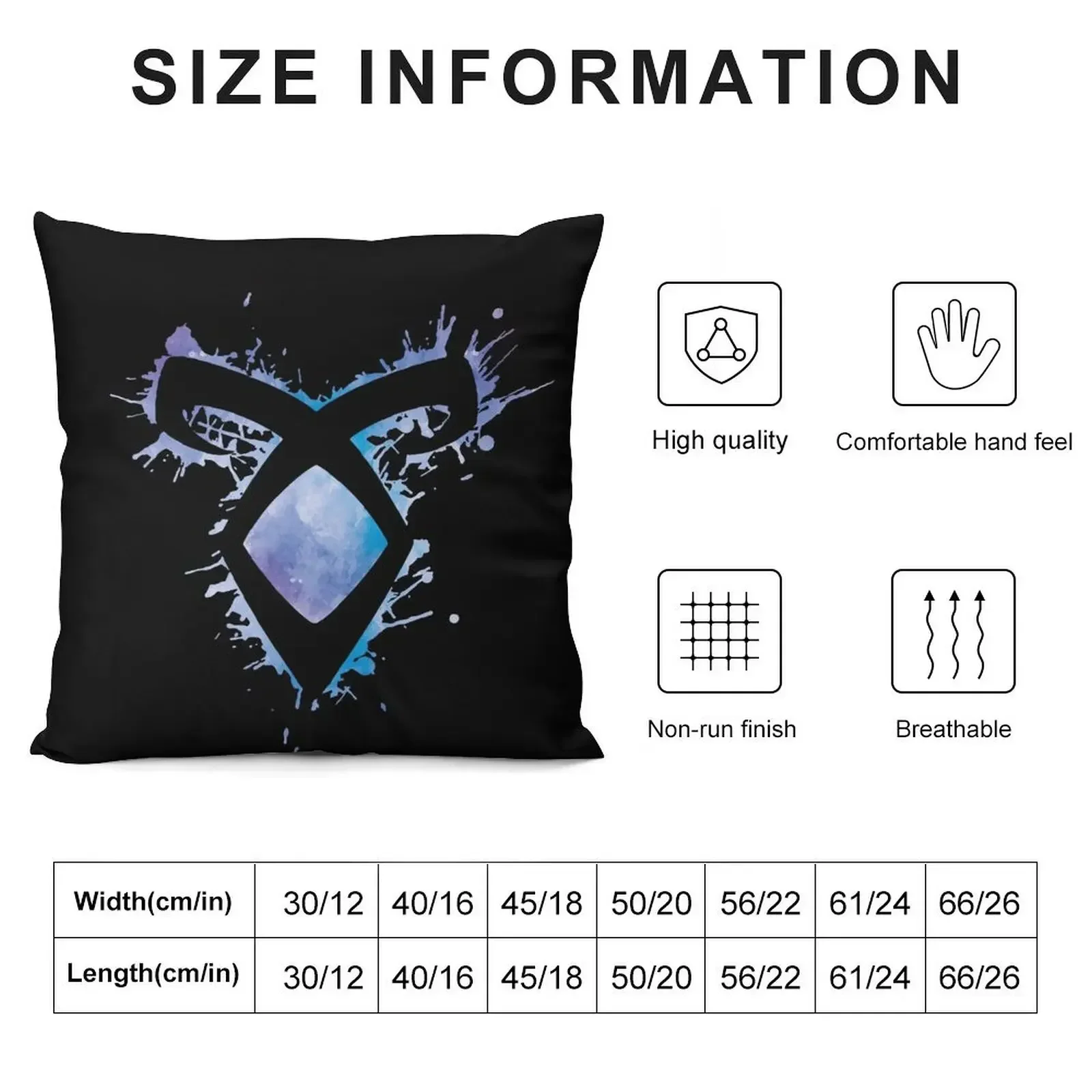 Shadowhunters rune - Angelic power rune voids and outline splashes (blue watercolour) - Clary, Alec, Izzy, Jace, Ma Throw Pillow