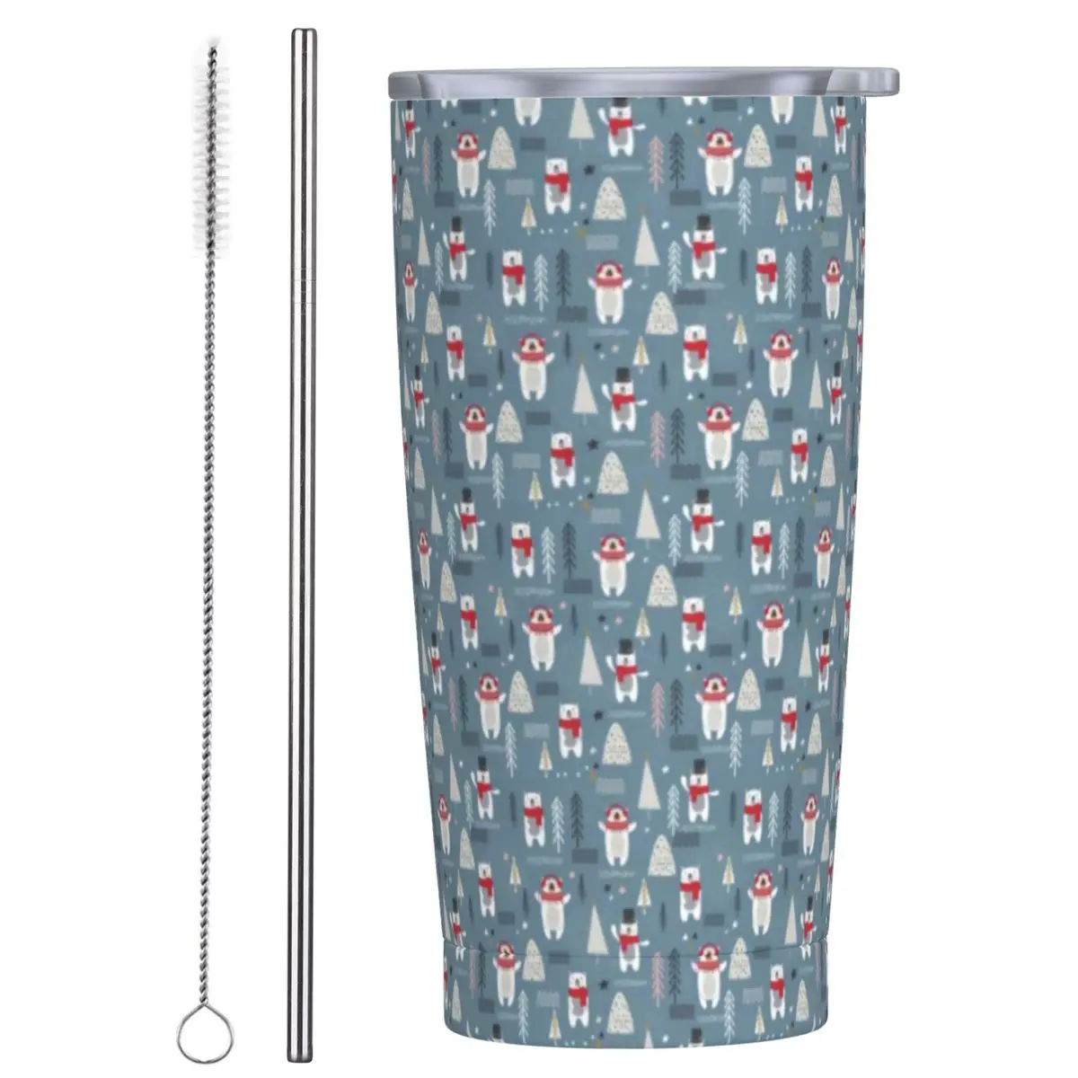 

Christmas Trees Tumbler Polar Bears Print Hot Drinks Water Bottle Heat Stainless Steel Thermal Cups Design Driving Car Mugs