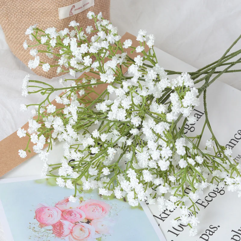 3/5 Stück Künstliche Schleierkraut-Blumen für Hochzeits-Tischdekoration DIY Brautstrauß Heim-Party Vasen-Deko