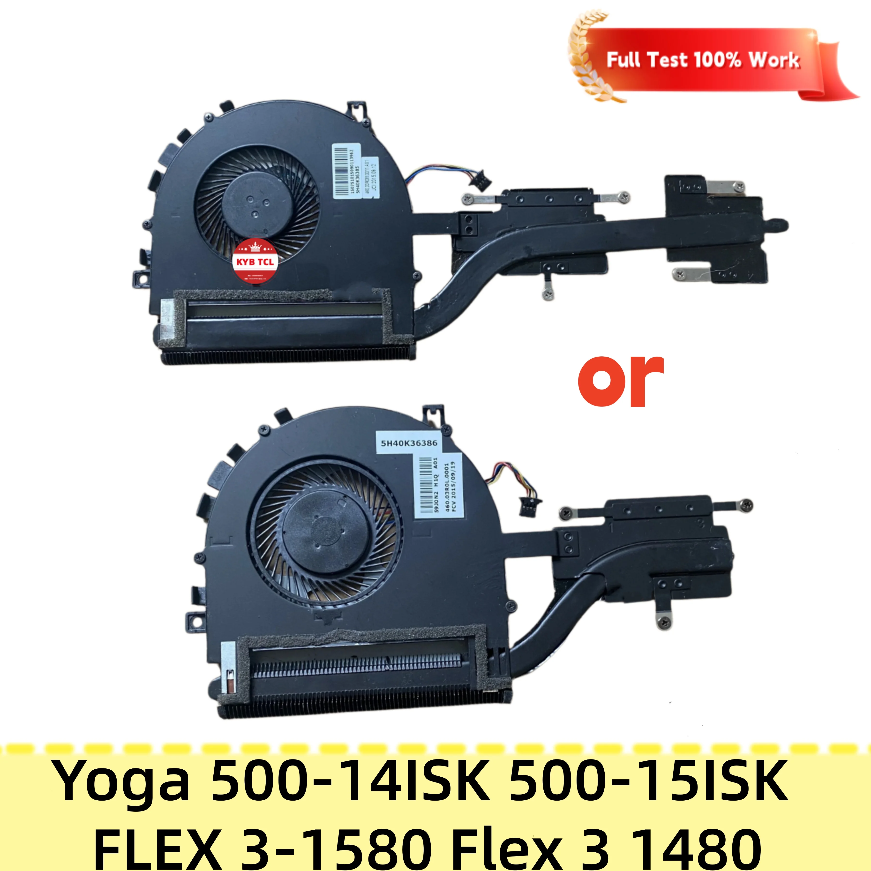 Ventilador o Disipador de Calor para CPU/GPU de Lenovo Yoga 500-14ISK 500-15ISK 500-14 500-15 FLEX 3-1580 Flex 3 1480, 5H40K36385 5H40K36386