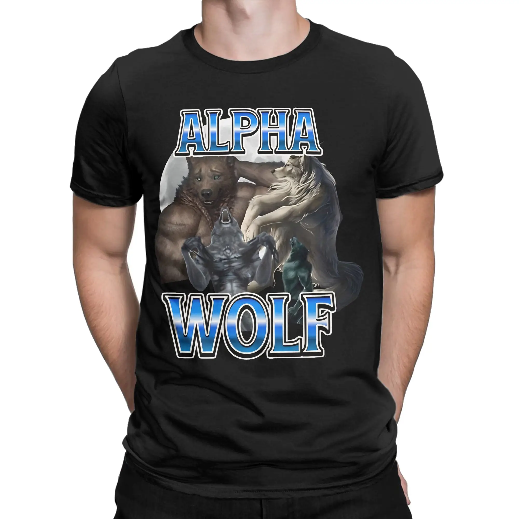Alpha Wolf Funny Sigma Alpha Meme T Shirt Novelty T-Shirts Short Sleeve Y2K Casual Tshirt Summer Pure Cotton Plus Size Clothes