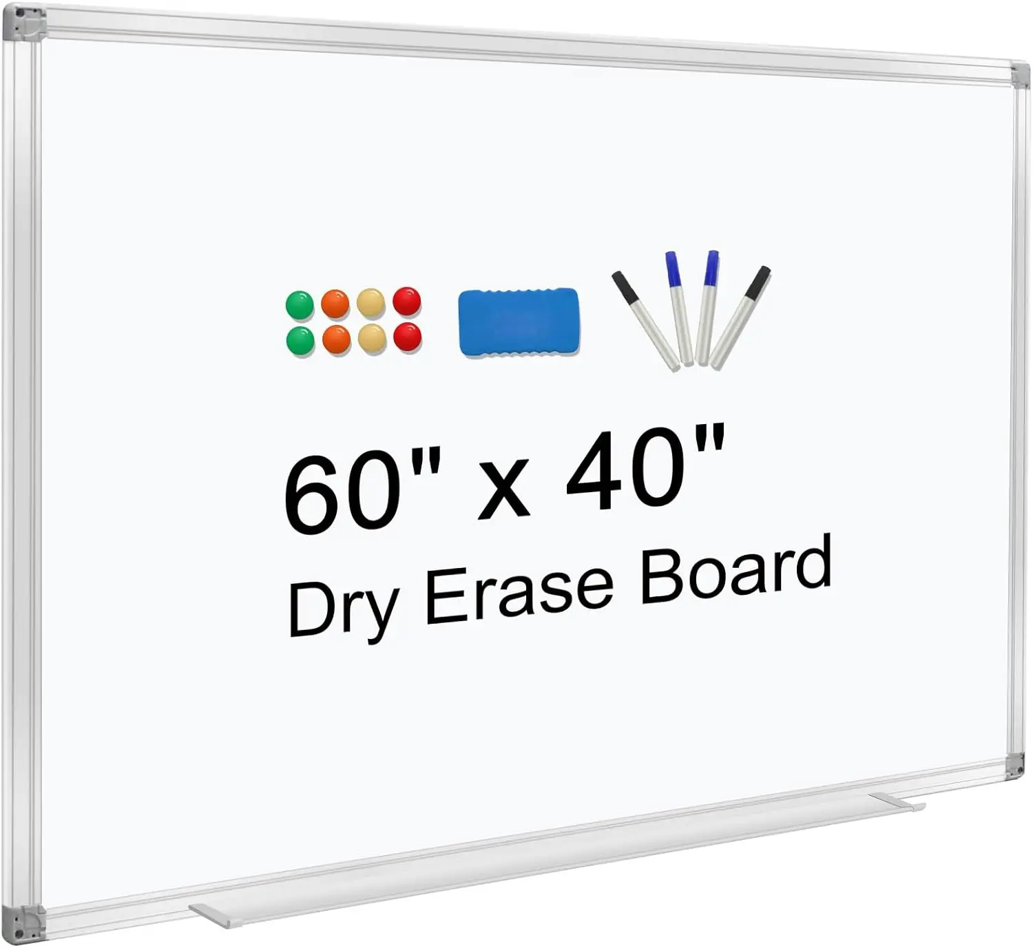 

60x40 Inch Magnetic Dry Erase Board with Pen Tray, Wall Mounted Whiteboard for School Office Home
