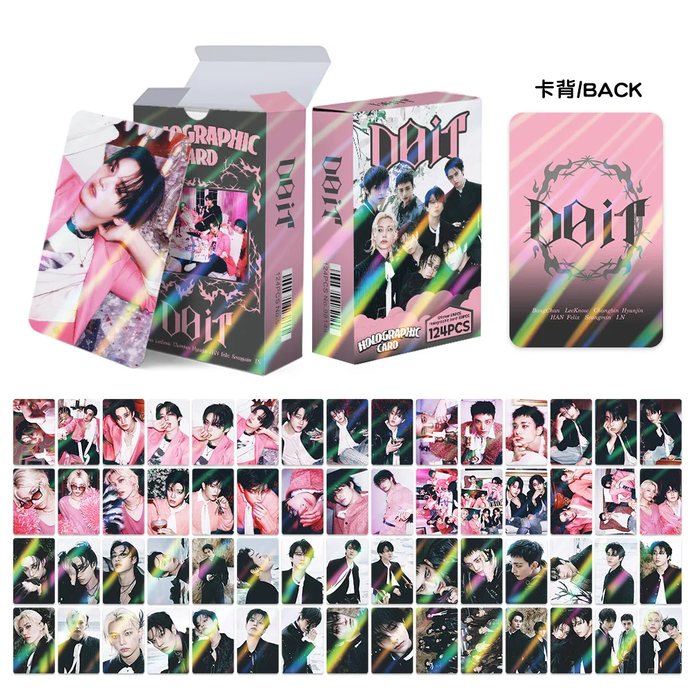การ์ดเลเซอร์อัลบั้มใหม่ของ Stray Kids DO IT จำนวน 124 ชิ้น มีสินค้าในสต็อก การ์ดโฟโต้การ์ด LOMO สองด้าน สติกเกอร์รูปดาว การ์ดสะสมสำหรับแฟนคลับในช่วงเทศกาล