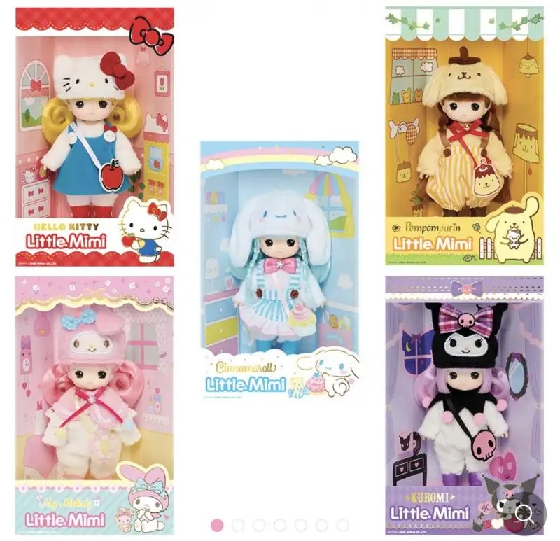 

Little Mini Saniro Character Hello Plush Kitty Kuromi Mymelody Cinnamoroll Pompom Purin Girl Doll Dress Up Toys Figures Model