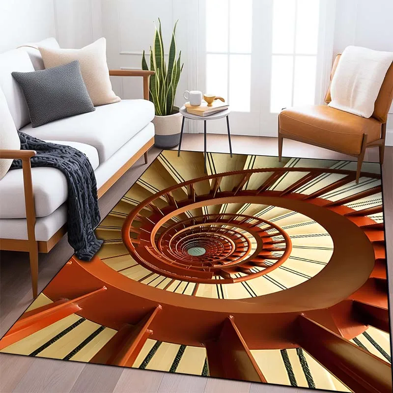 Spiral Staircase Art Pattern Living Room Bedroom Carpet Bedside Bathroom Floor Mat 15 Sizes Custon Pattern Area Rug Home Decor