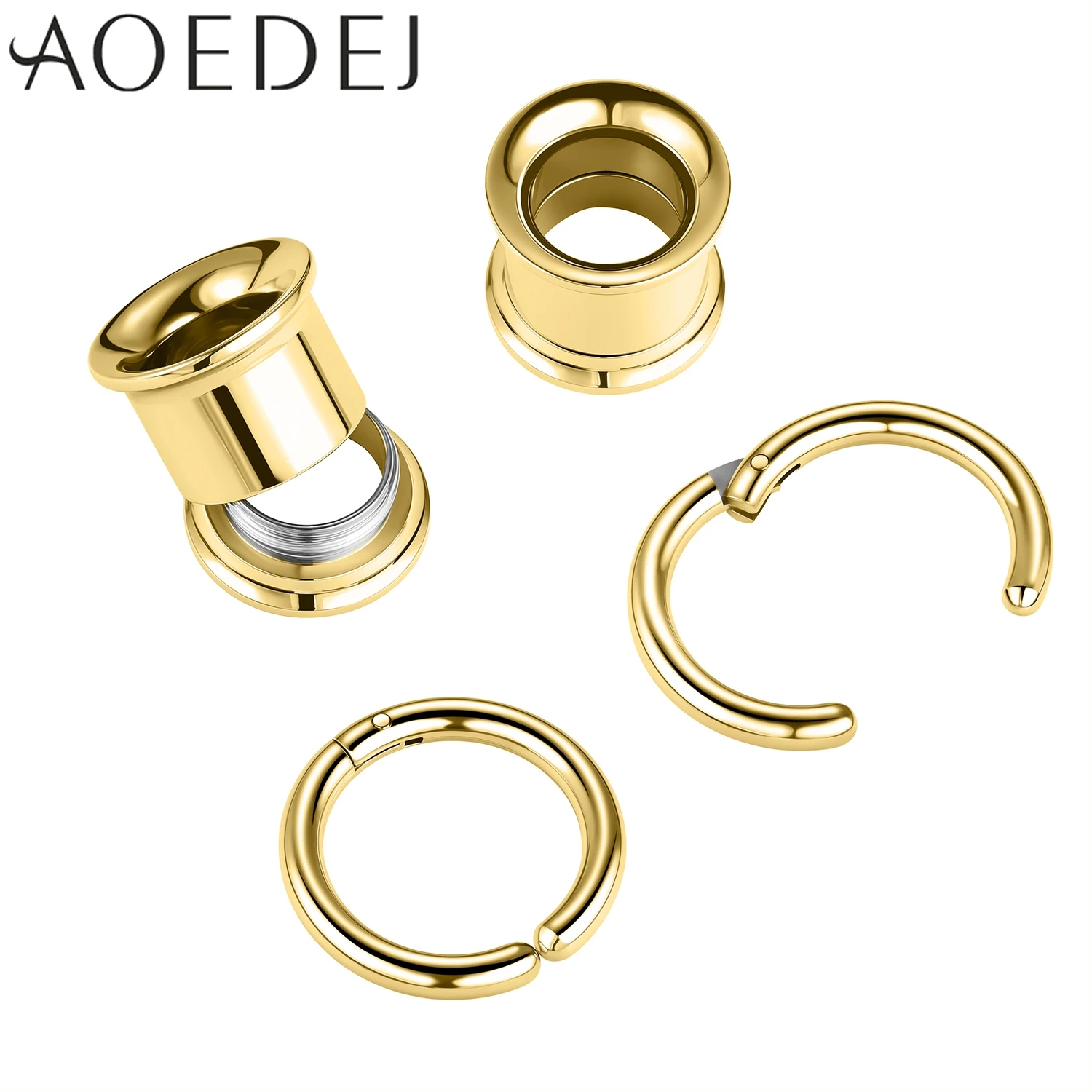 AOEDEJ 1 Piece Stainless Steel Ear Plug And Tunnel With Hoops 8/10/12/14/16/18/20MM Ear Expander Punker Flesh Stretcher Jewelry