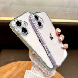 New Glitter frame phone case for iphone 16 15 14 13 12 pro max 14 15 16 plus Transparent Shockproof Bumper Cover Luxury