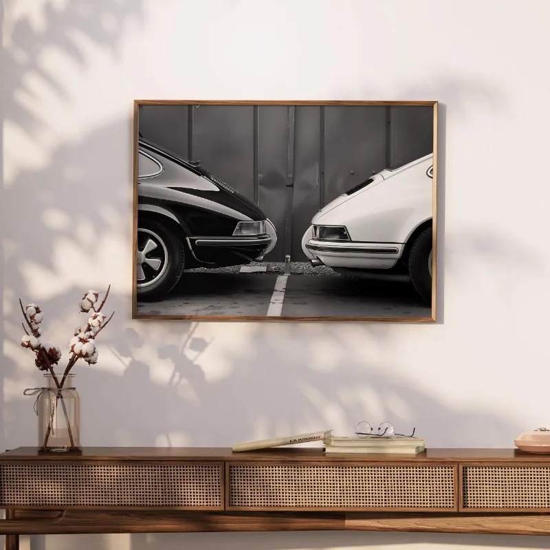 Black and White Cars Vintage Classic Vehicle Poster Trendy Luxury Simple Close Up Canvas Art Picture Wall Living Room Home Decor