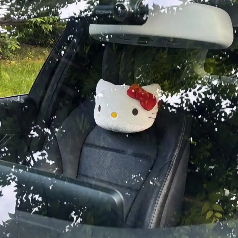 Sanrio Hello Kitty Car Headrest Car Pillow Car Neck Pillow Car Interior Decoration Universal Cute Safety Belt Cover New 2024