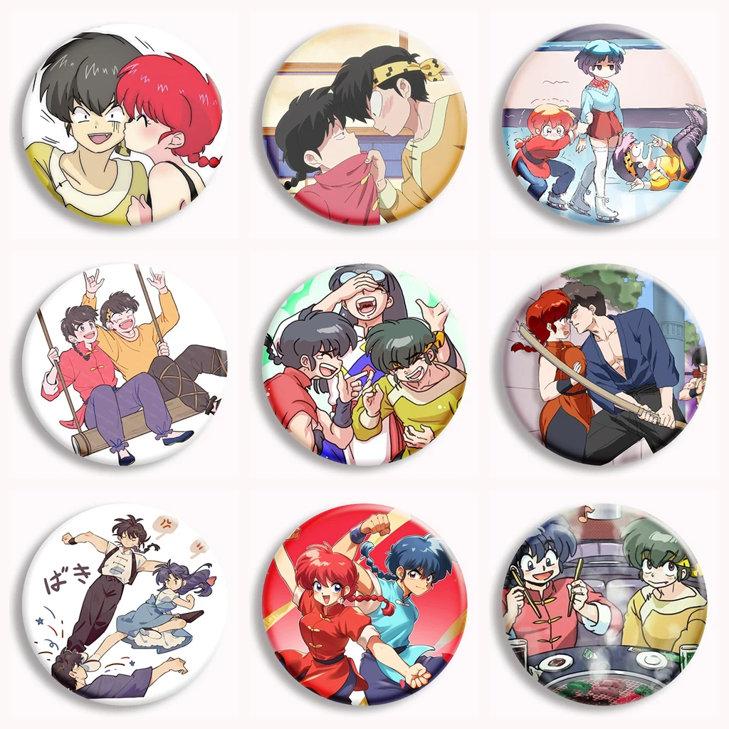 Ranma 1/2 Nibun-no-Ichi Anime Button Pin Ryouga Ranma Saotome Brooches Badge Bag Jewelry Accessories Decor Friends Gifts