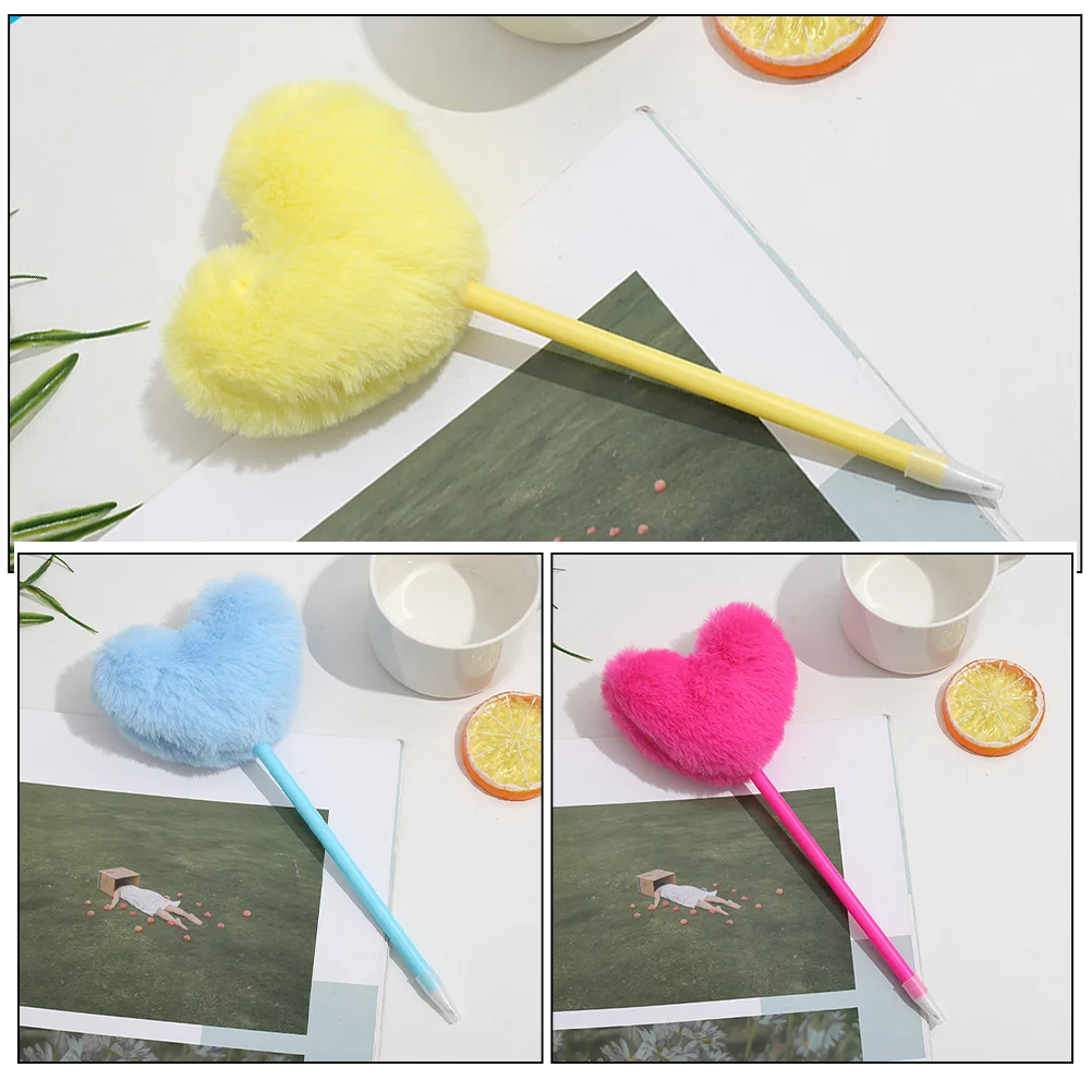 7 Pcs Fluffy Pen Love Ballpoint Write Signing Pens Plush Elegant Style Student Fountain Ink