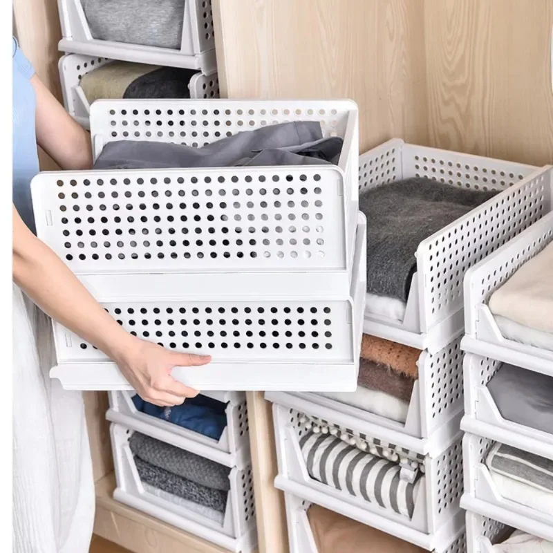 Clothes Storage Drawer Foldable High-capacity Plastic Storage Box Household Stackable Drawer Organization Household Accessories