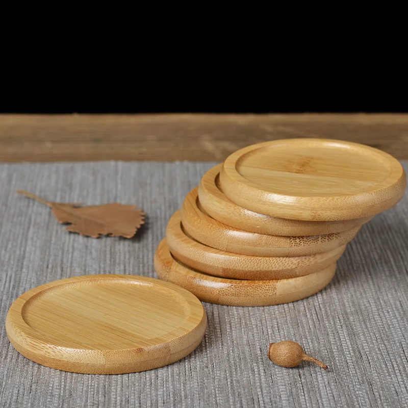 100Pcs/Lot Wooden Bamboo Coaster For Glass Cups Tea Cup Glass Holder Natural Wood Bamboo Home Decor Original Style Wholesale