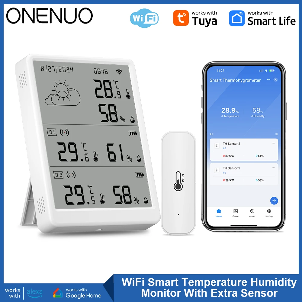 Tuya – Station météo WiFi, capteur de température, Kit thermohygromètre intelligent, passerelle Wi-Fi et thermohygromètre 433mhz avec alerte par application