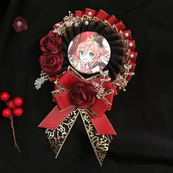 2025 luxury red badge holder,Lolita Badge Rosette,fill Ita bag Accessories,Anime cosplay quadratic element Decoration