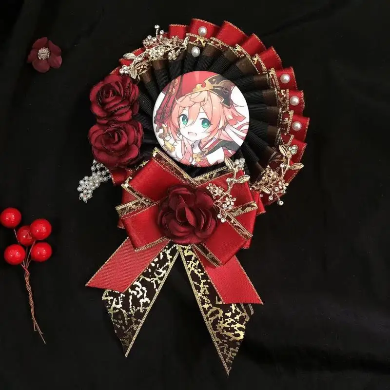 2025 luxury red badge holder，Lolita Badge Rosette，fill Ita bag Accessories，Anime cosplay quadratic element Decoration