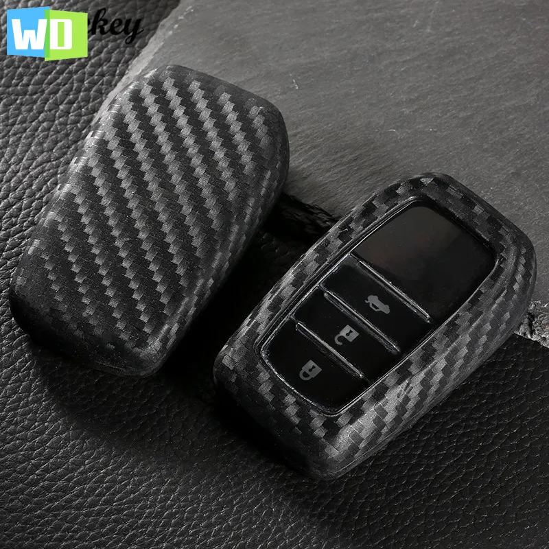 

Peacekey Top Layer Carbon Fiber Soft Silicone Scratch-resistant Key Cases For Toyota Miral Fortuner Rav4 Highlander Crown