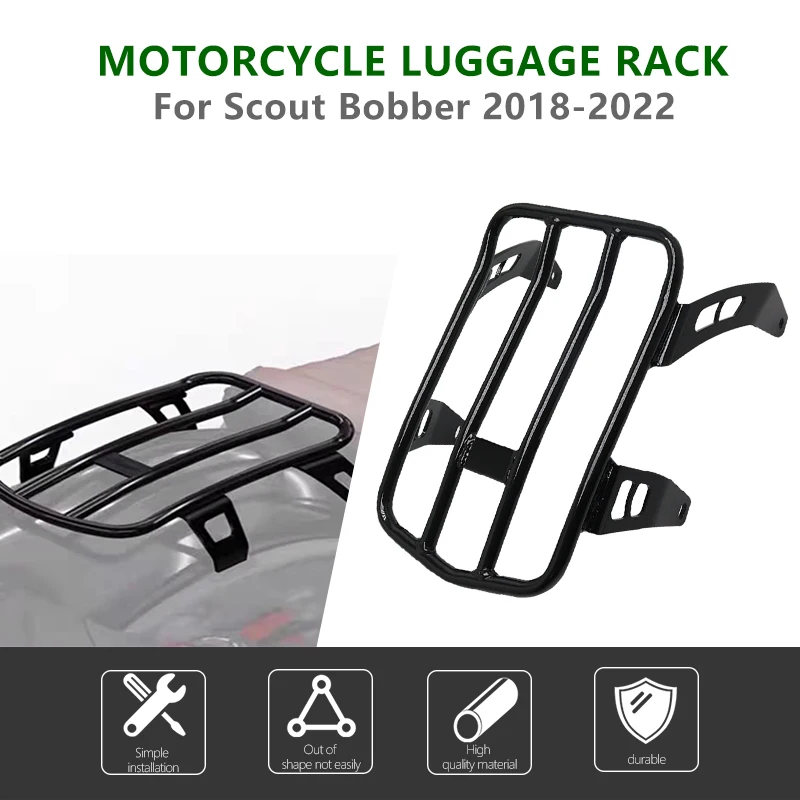 Black Motorcycle Rear Solo Seat Luggage Rack Support Shelf for Indian Scout Bobber 2018 2019 2020 2021 2022