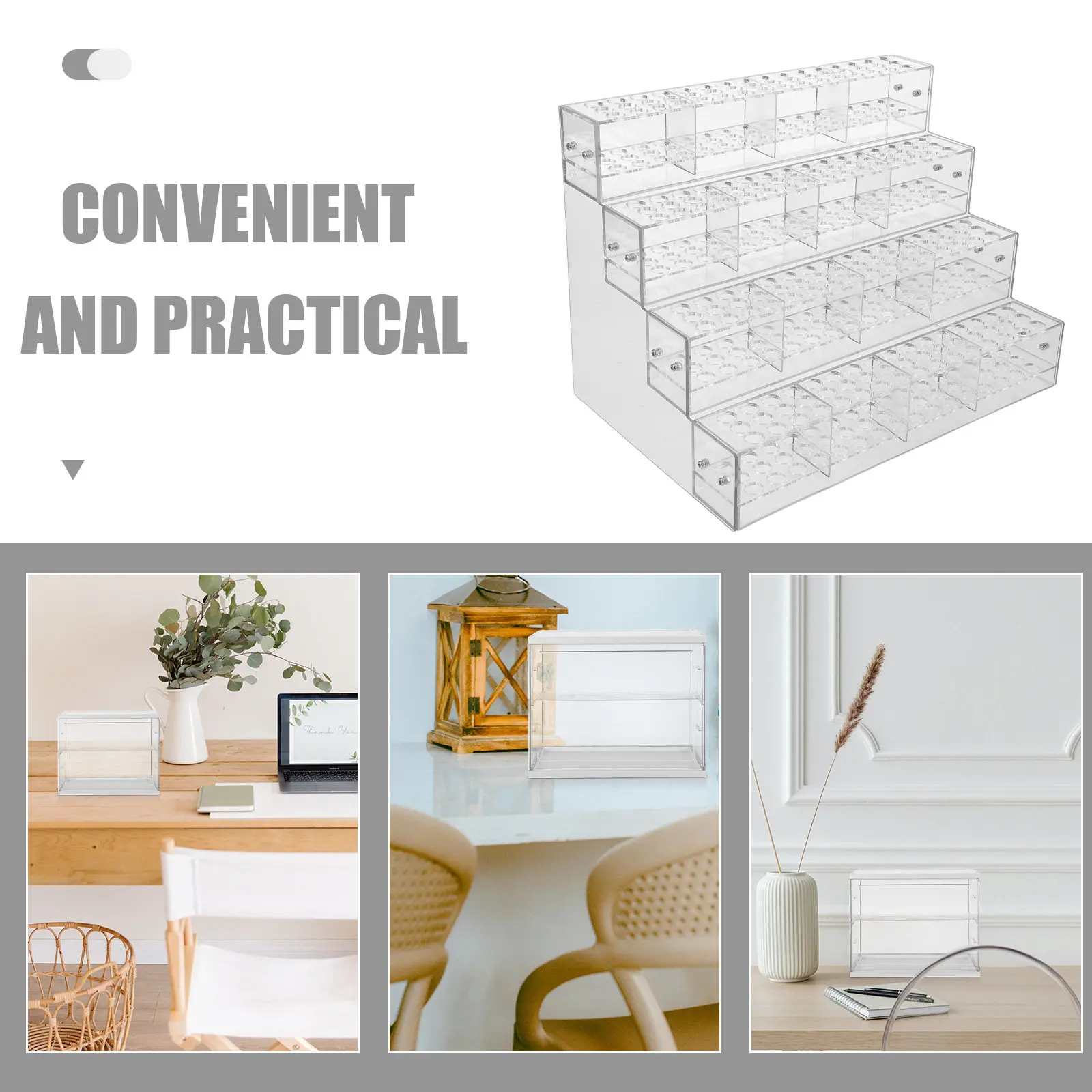Clear Pencil Stand Multilayer Pen Display 4 Tier 192-Slots Transparent Desktop Organizer for Office School Makeup Brushes