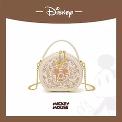 2024 Original Disney Chinese Style Round Shoulder Bag Fashionable Retro Embroidered Mickey Messenger Handheld Chain Womens Bags