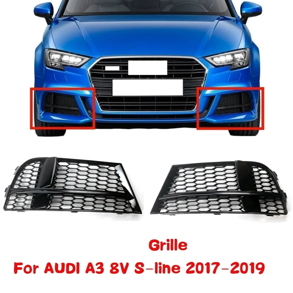 

1Pair Car Fog Light Racing Grille For AUDI A3 8V S-line Sedan Sportback Convertible 2017-2019 Front Bumper Fog Lamp Grill Cover