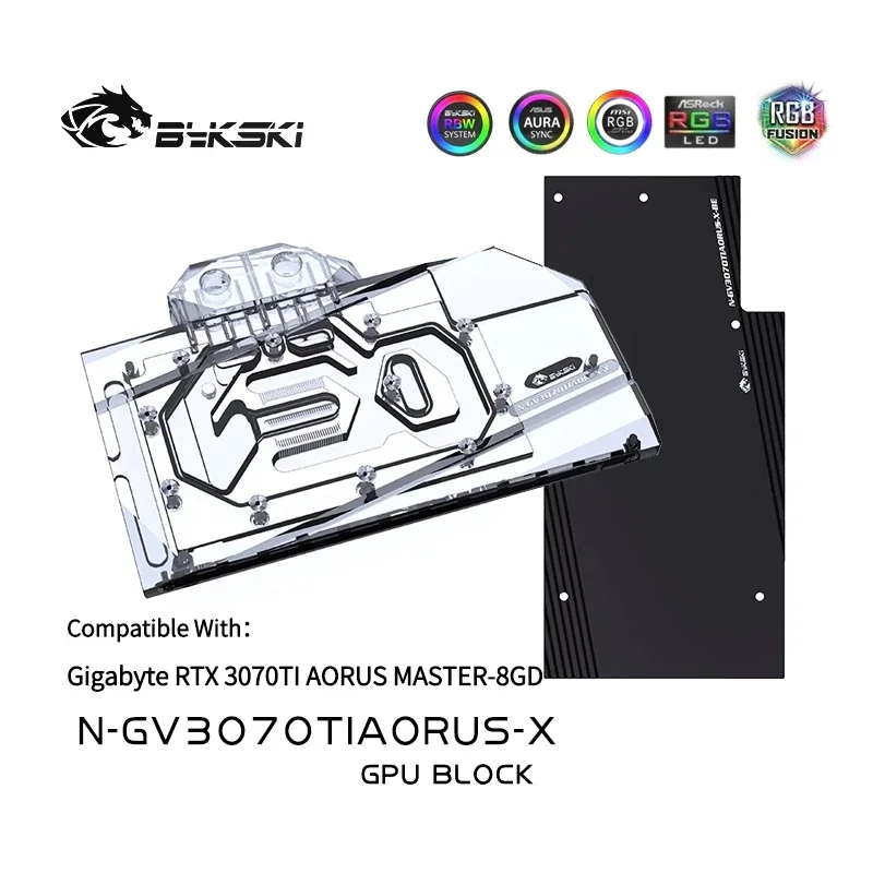 

Bykski VGA Blocks for AORUS GeForce RTX 3070Ti MASTER 8G A-RGB Video Cards Water Block Liquid Cooling Heatsink N-GV3070TIAORUS-X