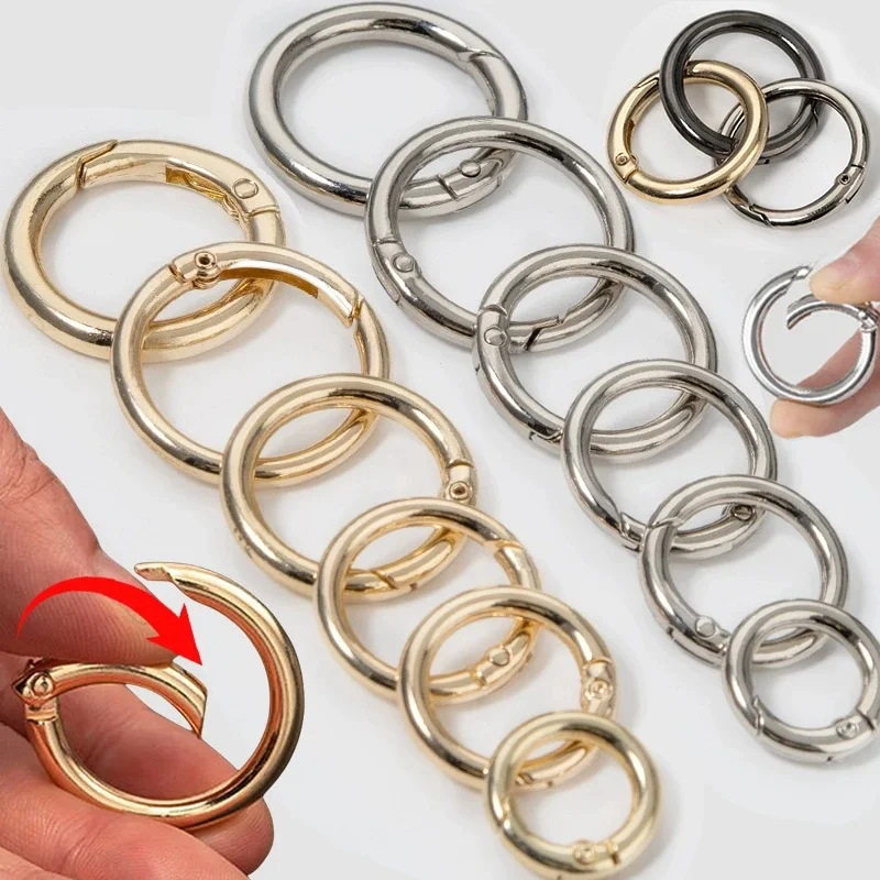 10/20pcs Metal O Ring Spring Clasps for DIY Jewelry Open Round Carabiner Keychain Bag Clips Hook Dog Chain Buckles Connector