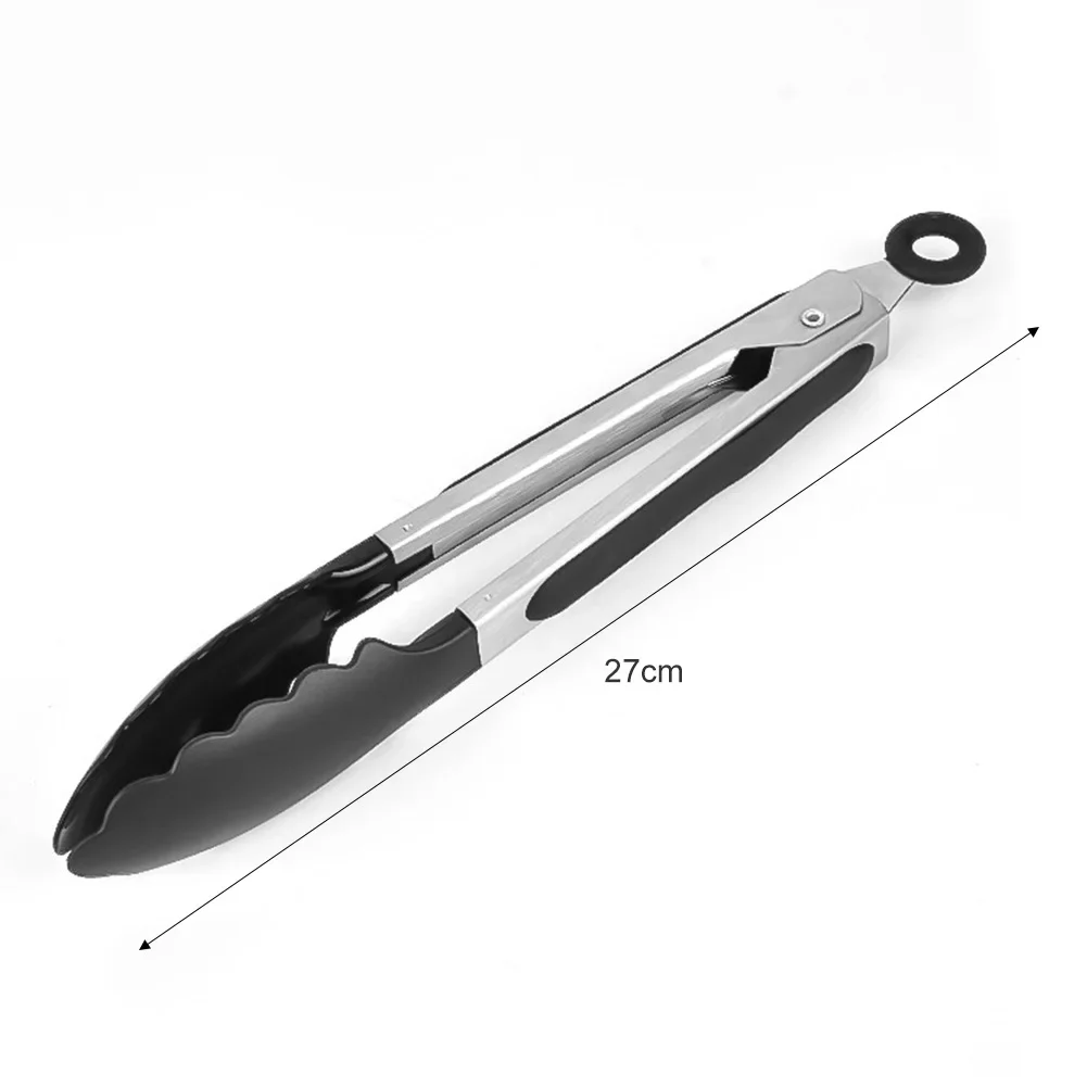 Anti-slip Kitchen Tongs BBQ Stainless Steel Silicone Tip Salad Bread Serving Tool Non-Stick Kitchen Barbecue Food Clamp