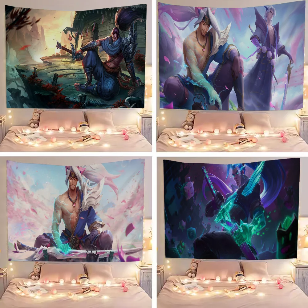 League Of Legends Yasuo Printed Large Wall Tapestry Indian Buddha Wall Decoration Witchcraft Bohemian Hippie Decor Blanket