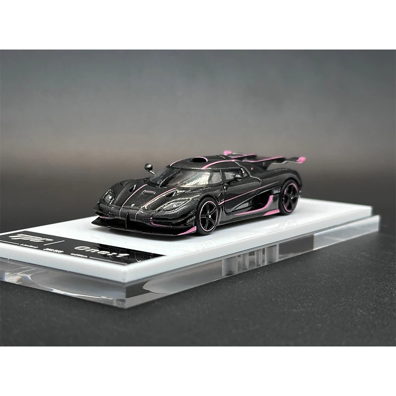 TPC In Stock 1:64 ONE Pink Gold Carbon Fiber Hood Stripe Opened Hood Diecast Car Model Collection Miniature Toys