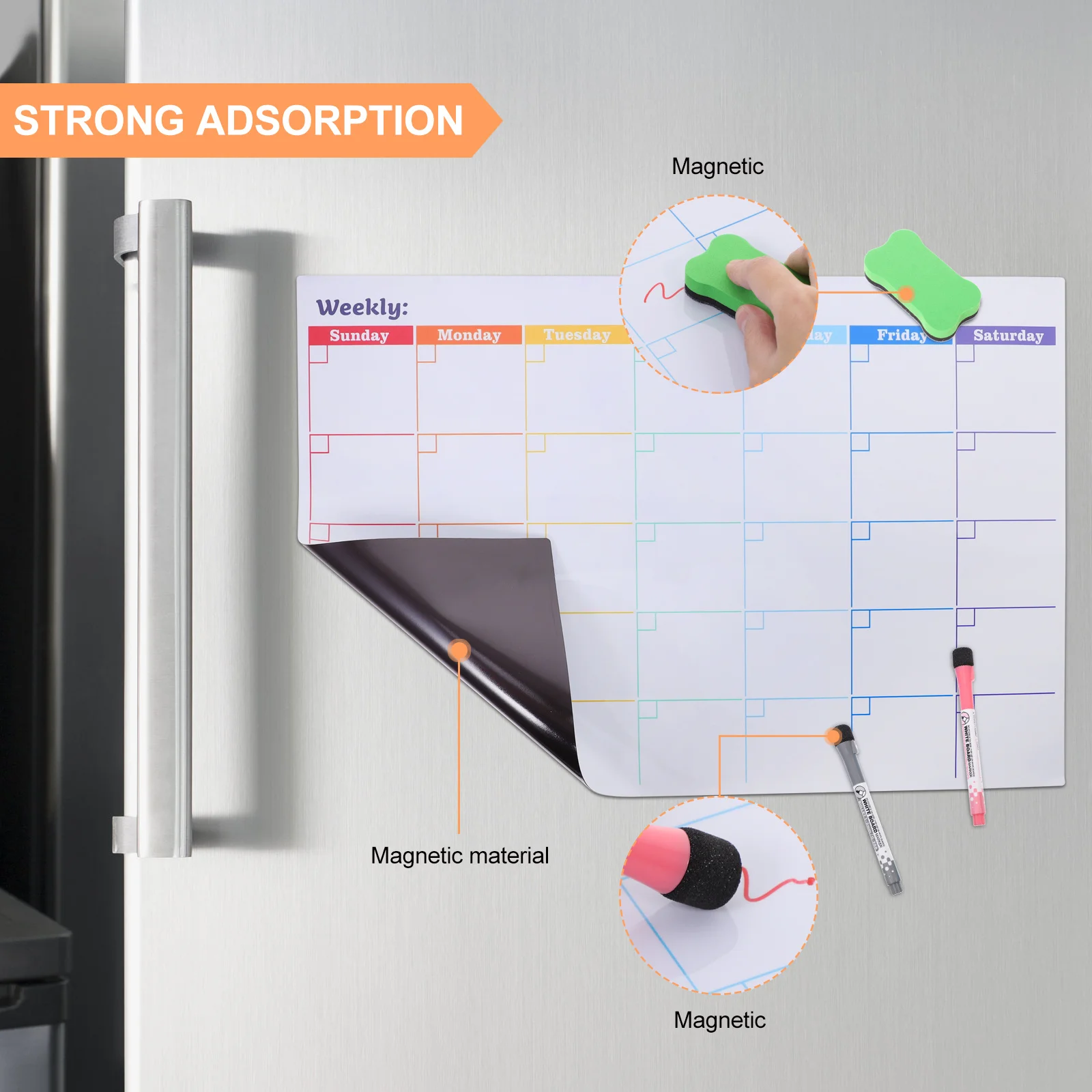 

Magnetic Monthly Planner Calendar Whiteboard Smooth Surface Easy Wipe Home Office School Family Schedule Organizer