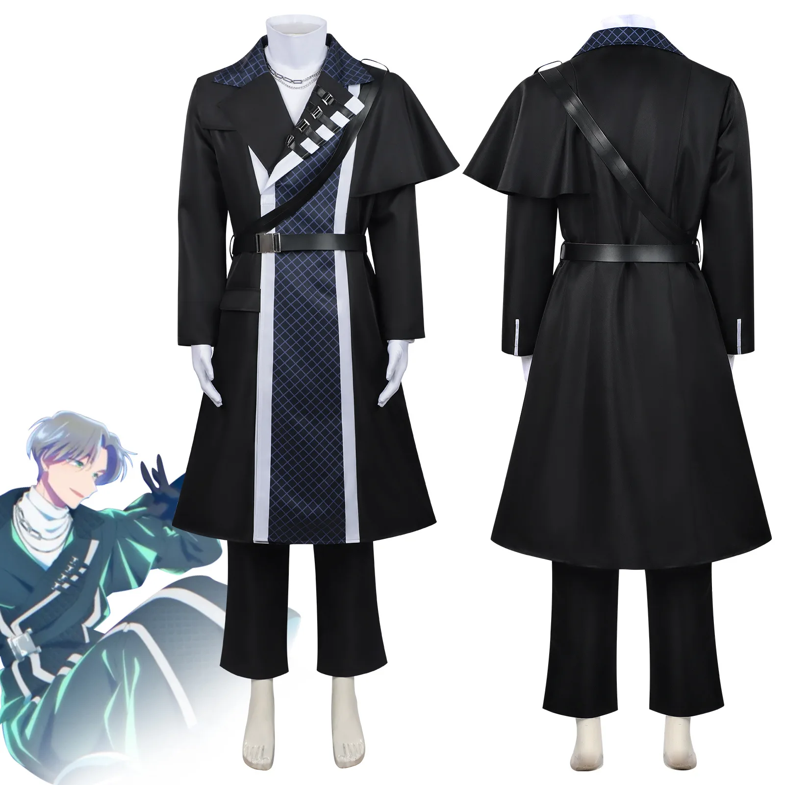 

Anime Tamon's B-Side Keito Tachibana Cosplay Costume Face Stage Trench Uniform Earrings Carnival Halloween Outfit Men Cos