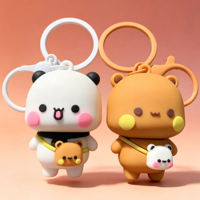 Cute Yier Panda KeyChain Kawaii Bubu Dudu Doll Anime Figure Toy Backpack Hanging Ornaments Cute Pendant Mobile Phone Chain