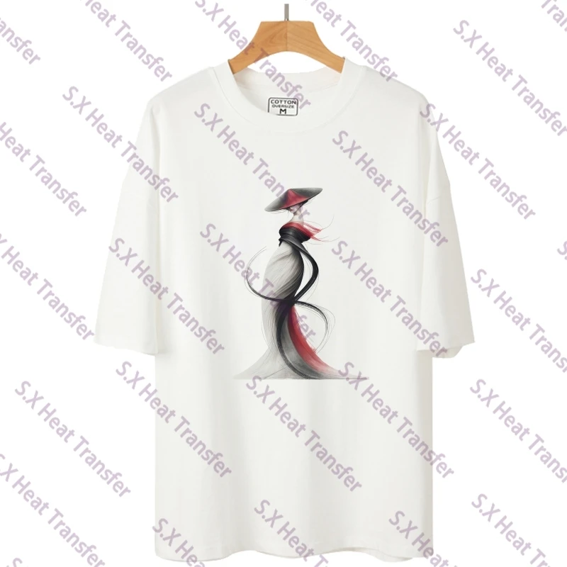 25cm Fashionable Ink Wash Style Animals Heat Transfer Printing Chivalrous Ancient Style Hot Press Stickers DIY Ironing Stickers