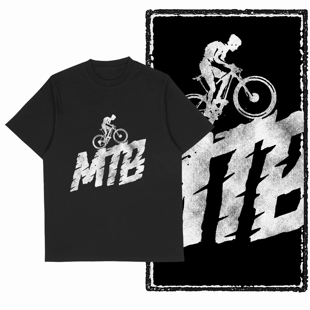 Coolmind YIA MTB Camiseta gráfica para hombre, de algodón, talla grande, color negro, informal, novedosa