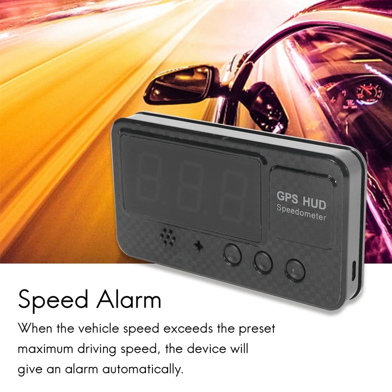 Car Digital GPS HUD Speedometer 3 Inch Head Up Display With Overspeed MPH/KM/H Warning Alarm Black